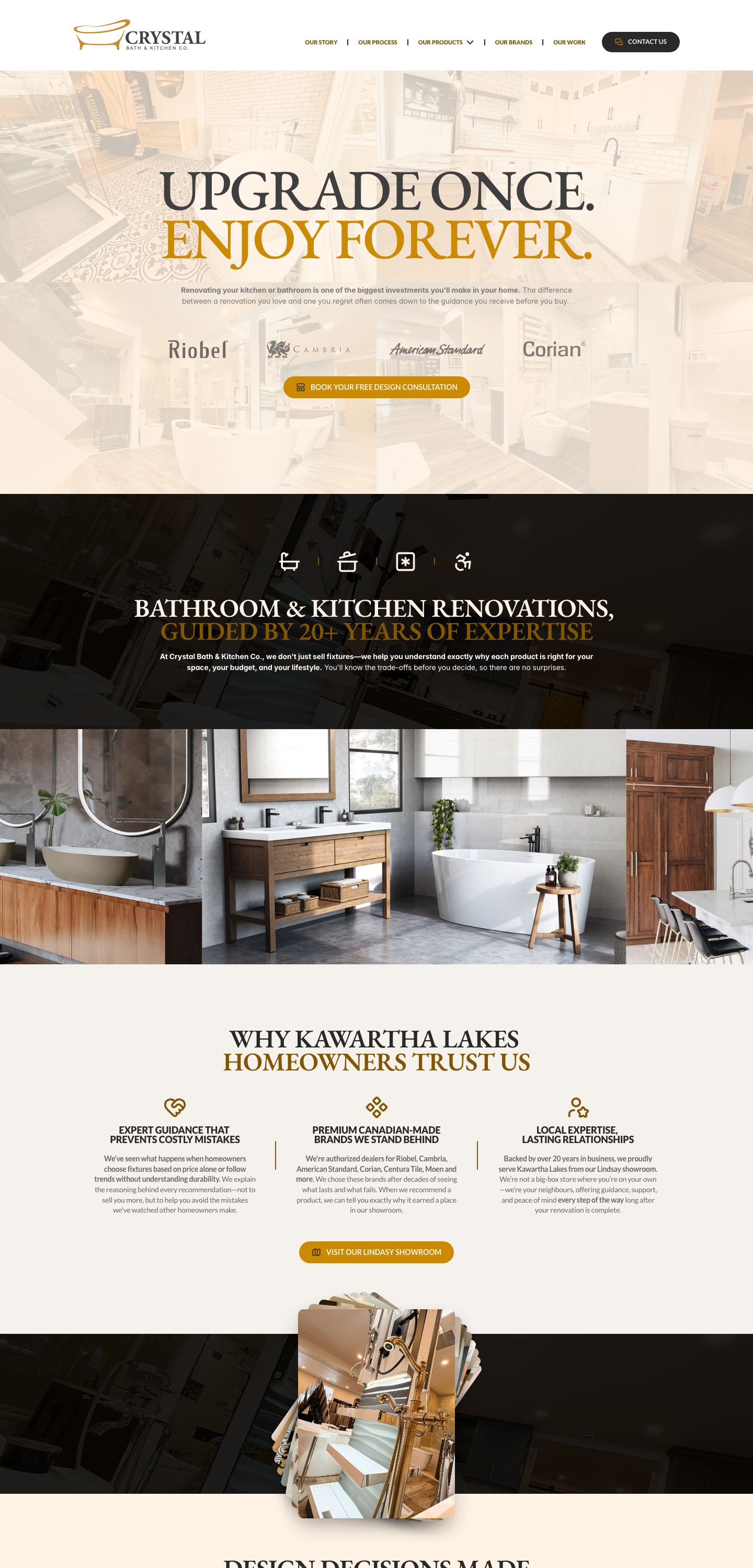 Crystal Bath & Kitchen homepage on desktop