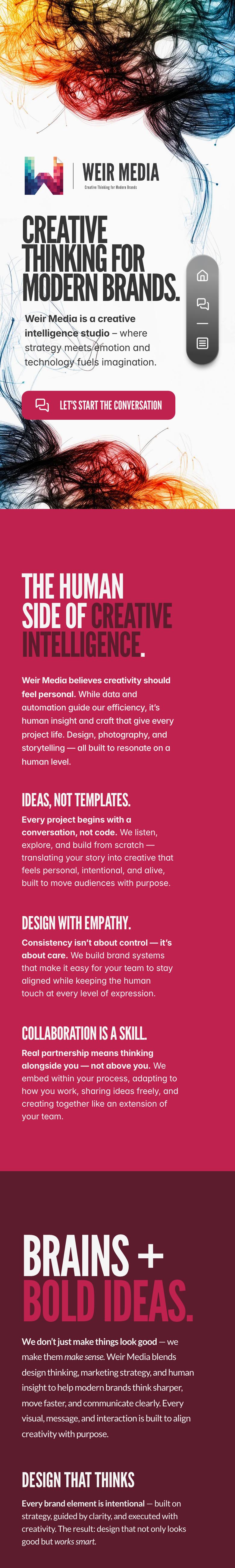 Weir Media homepage on a phone